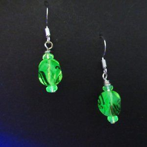 Uranium glass vintage bead earrings